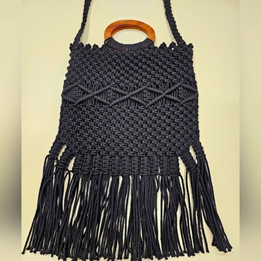 Danielle Nicole Runaway Black Crochet Crossbody B… - image 1